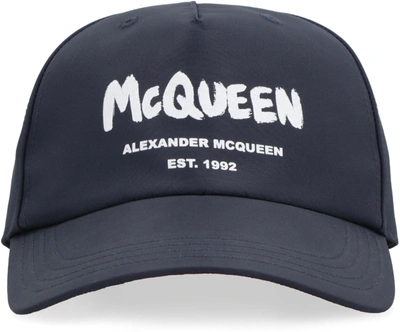 Shop Alexander Mcqueen Logo Baseball Cap In Blue