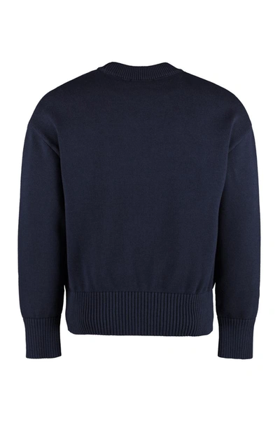 Shop Ami Alexandre Mattiussi Ami Paris Long Sleeve Crew-neck Sweater In Blue