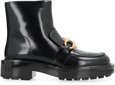 Shop Bottega Veneta Monsieur Leather Ankle Boots In Black