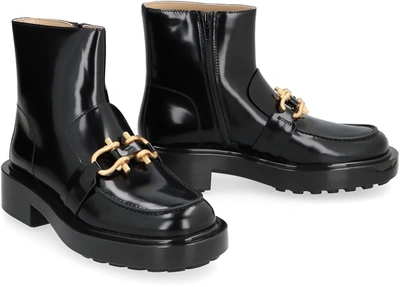 Shop Bottega Veneta Monsieur Leather Ankle Boots In Black