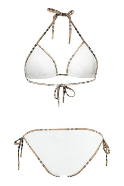 Shop Burberry Triangle Bra Bikini In White