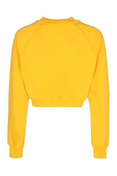 Shop Casablanca Logo Detail Cotton Sweatshirt In Yellow