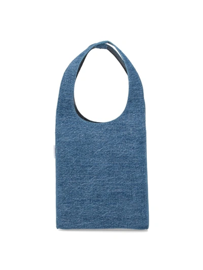 Coperni Denim Texture Shoulder Bag With Top Handle In Blue