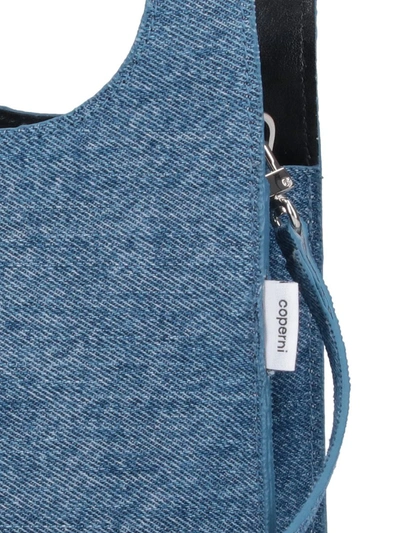 Coperni Denim Texture Shoulder Bag With Top Handle In Blue