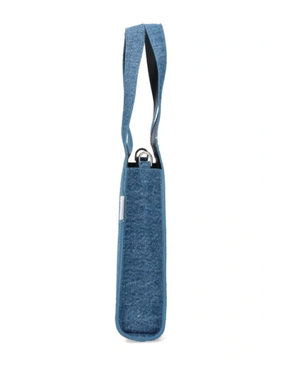 Coperni Denim Texture Shoulder Bag With Top Handle In Blue