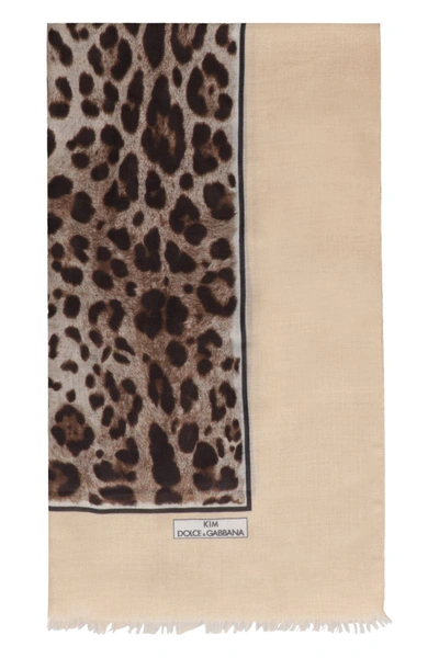 Shop Dolce & Gabbana Modal And Cashmere Blend Scarf In Beige