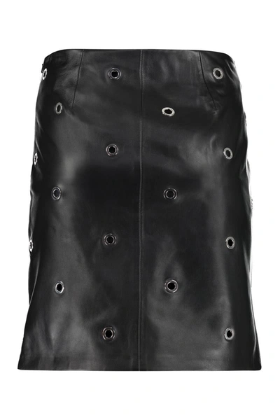 Shop Max Mara Sportmax - Flyth Leather Mini Skirt In Black