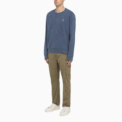 Shop Polo Ralph Lauren Washed-out Crew-neck Sweatshirt In Blue