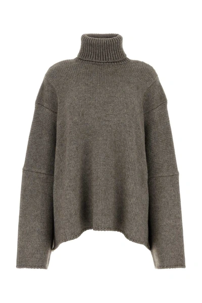 The Row Erci Oversized Alpaca And Silk-blend Turtleneck Sweater In Grey