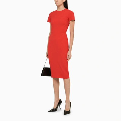 Shop Victoria Beckham Midi Sheath Dress In Red