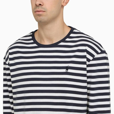 Shop Polo Ralph Lauren White/navy Striped Crew-neck T-shirt In Multicolor
