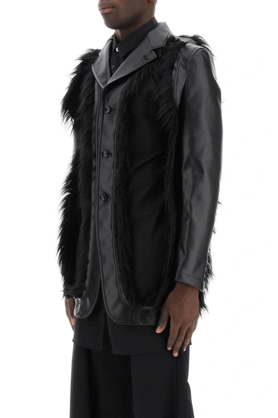 Shop Comme Des Garçons Homme Deux Comme Des Garcons Homme Plus Faux Leather Destroyed Balzer With Eco-fur Trims In Black