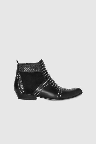 Anine Bing Charlie Stud-embellished Leather Boots In Silver