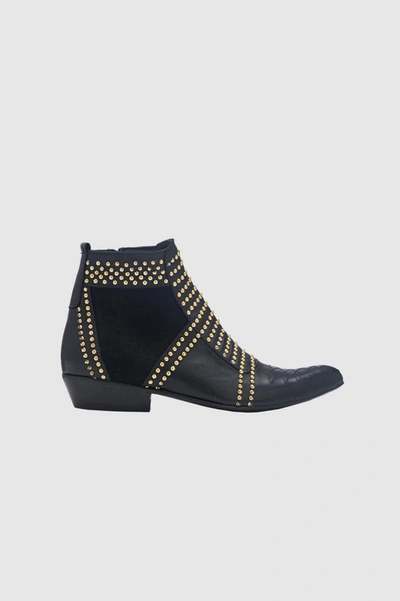 Shop Anine Bing Charlie Boots In Gold Studs