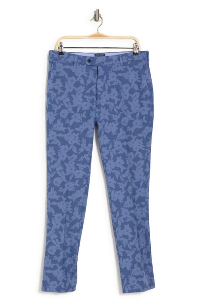 Shop Peter Millar Surge Flower Print Performance Trousers In Blue Pearl