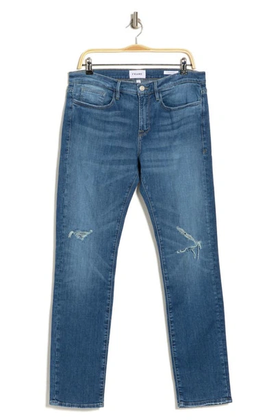 Shop Frame L'homme Slim Fit Degradable Stretch Organic Cotton Jeans In Agecroft Destruct