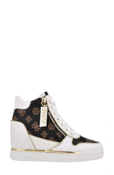 Shop Guess Fiora Wedge Sneaker In Medium Brown