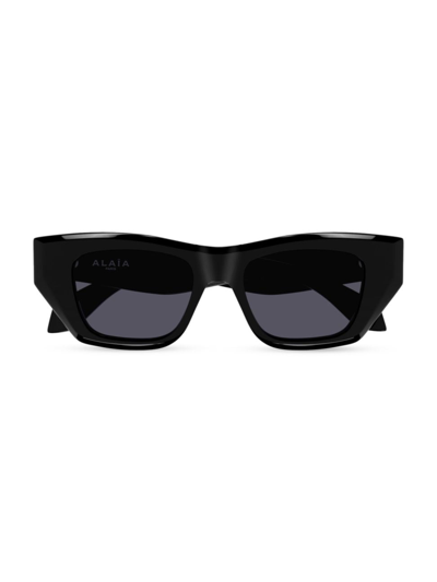 Shop Alaïa Women's Rectangular 50mm Sunglasses In Black