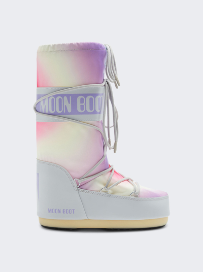 Moon Boot Icon Tie-dye Padded Boots In Glacier Grey