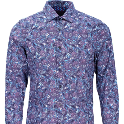 Shop Lords Of Harlech Norman Skull Paisley Shirt In Blue