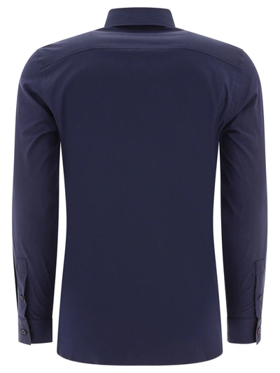 Shop Burberry Ekd Stretch Cotton Shirt In Blue