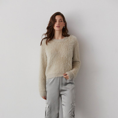 Shop Crescent Hartley Fuzzy Sweater In Brown