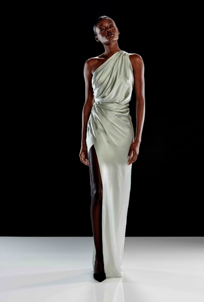 Shop The Sei Asymmetrical Drape Gown In Grey