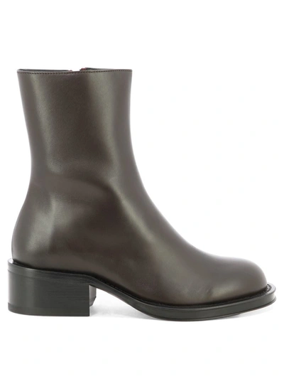 Shop Lanvin "medley Zipped" Ankle Boots In Brown