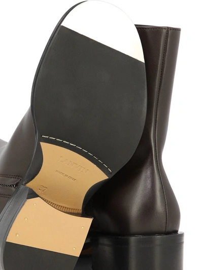 Shop Lanvin "medley Zipped" Ankle Boots In Brown