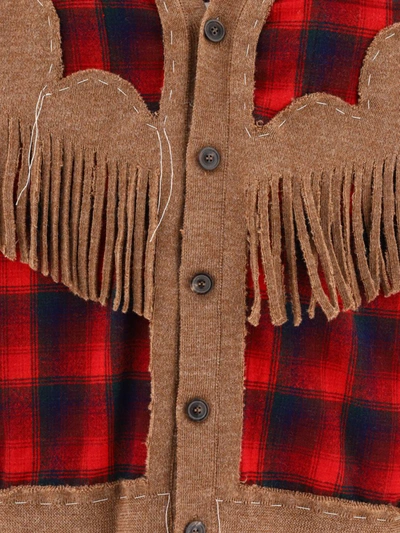 Maison Margiela X Pendleton Fringe-trim Wool Cardigan In Red