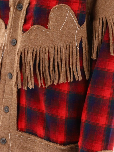 Maison Margiela X Pendleton Fringe-trim Wool Cardigan In Red
