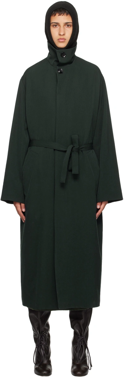 Shop Lemaire Green Soft Coat In Caviar