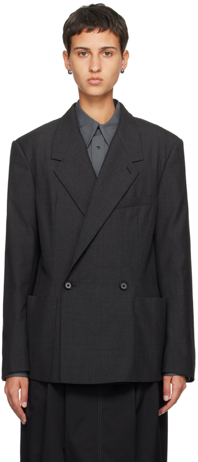 Shop Lemaire Gray Soft Tailored Blazer In Bk997 Caviar