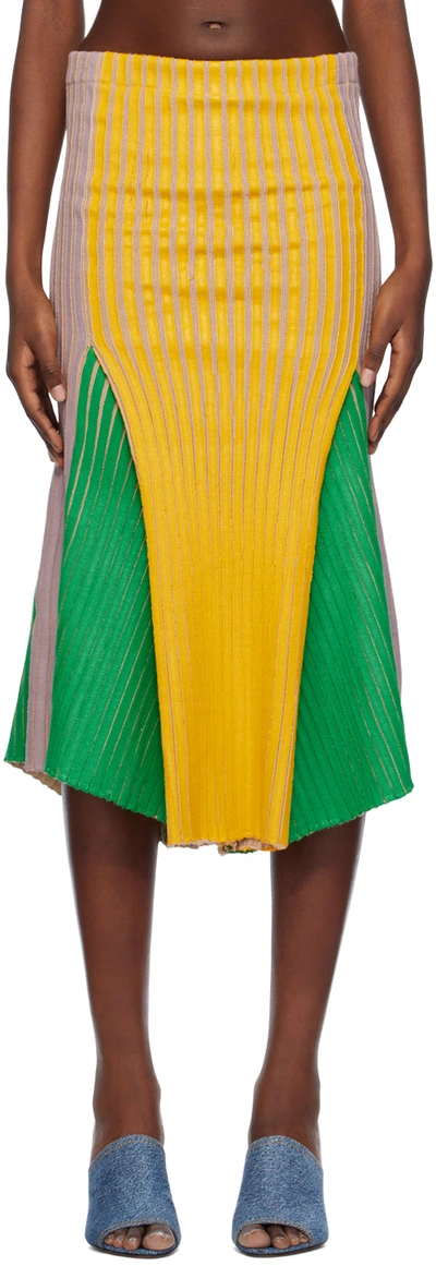 Shop Stanley Raffington Ssense Exclusive Green & Yellow Midi Skirt In Pink/yellow/green