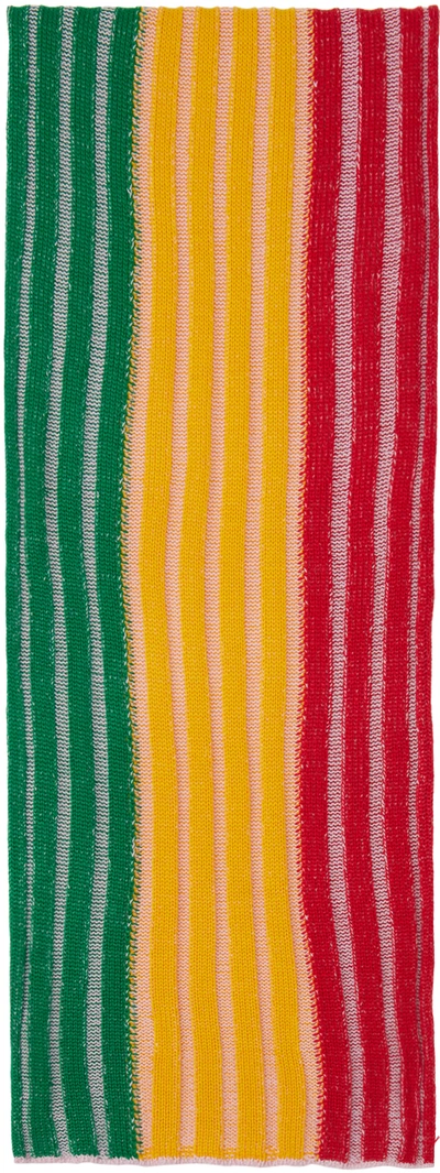 Shop Stanley Raffington Ssense Exclusive Multicolor Plated Ribbed Scarf In Red/yellow/green