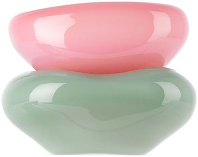 Shop Helle Mardahl Pink & Green Candy Dish Set In Mint & Pink