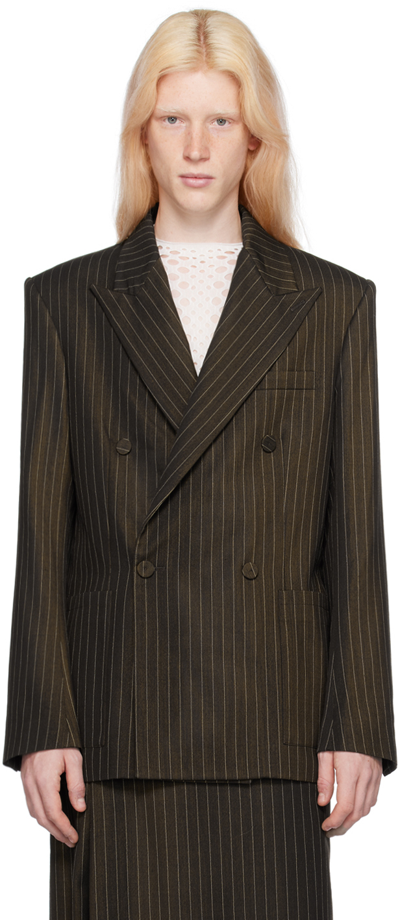 Shop Jean Paul Gaultier Brown Classic Blazer In 6003-brown/ecru