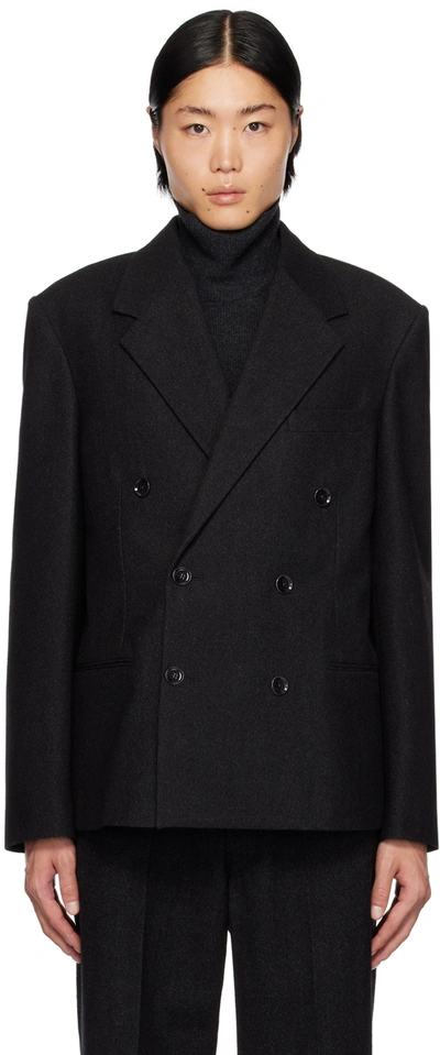 Shop Lemaire Black Boxy Blazer In Bk994 Penguin