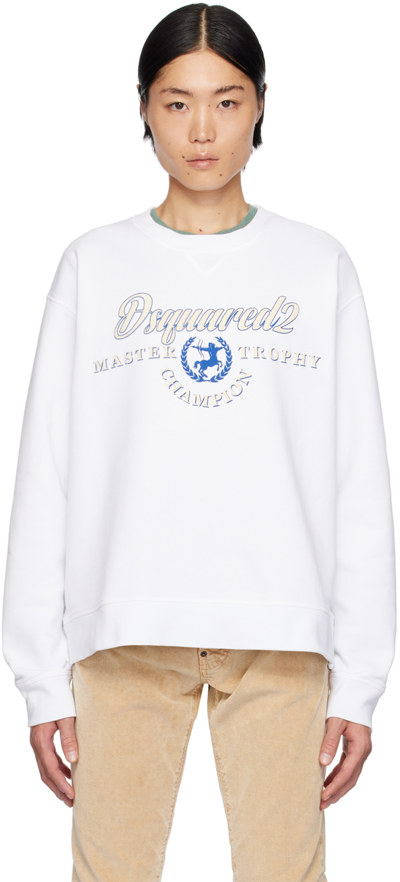 Dsquared2 Logo-print Cotton Sweatshirt In 100 White