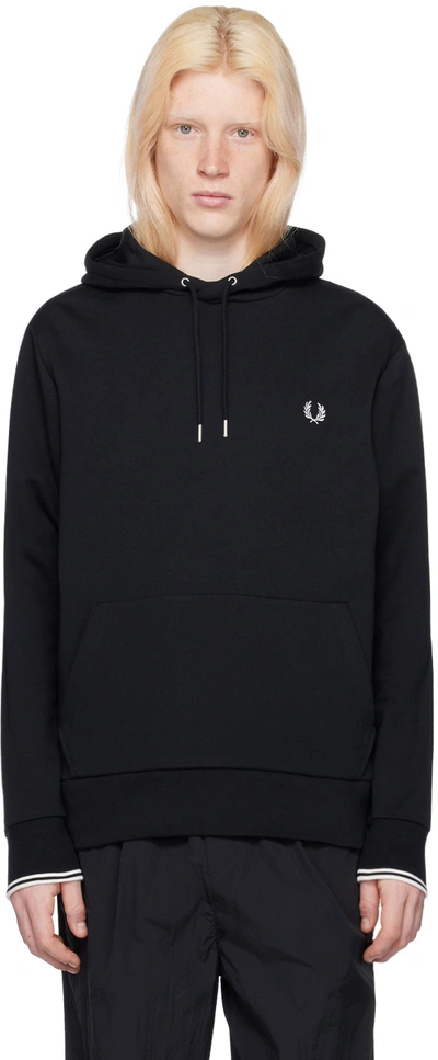 Shop Fred Perry Black Tipped Hoodie In 102 Black