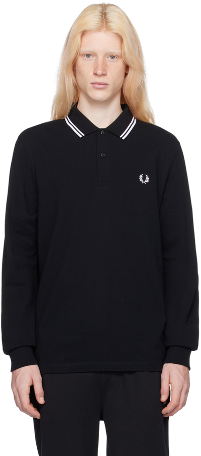 Shop Fred Perry Black 'the ' Long Sleeve Polo In 350 Black