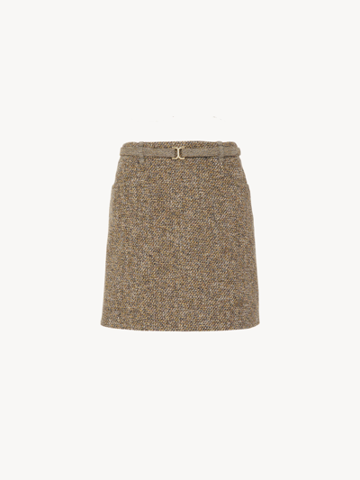 Shop Chloé A-line Mini Skirt Multicolor Size 10 82% Wool, 15% Cotton, 3% Polyamide