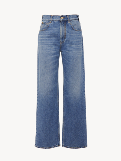 Shop Chloé Pantalon Boyfriend Évasé Femme Bleu Taille 32 87% Coton, 13% Chanvre