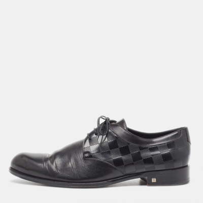 Pre-owned Louis Vuitton Black Damier Embossed Leather Lace Up Oxford Size 43