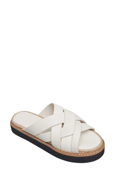Shop French Connection Weave Faux Leather Slide Sandal In White