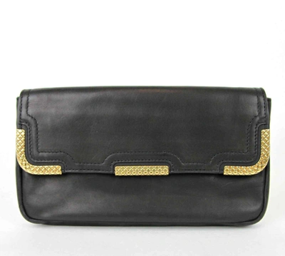 Shop Bottega Veneta Women's Leather Clutch Bag W/woven Detail Black
