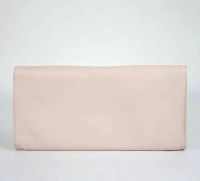Shop Bottega Veneta Women's Leather Wristlet Clutch Bag Gold Detail Pink