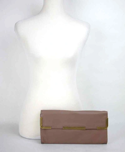 Shop Bottega Veneta Women's Leather Wristlet Clutch Bag Gold Detail Mauve