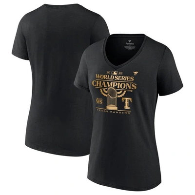 Shop Fanatics Branded Black Texas Rangers 2023 World Series Champions Plus Size Parade V-neck T-shirt