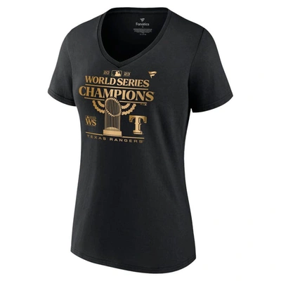 Shop Fanatics Branded Black Texas Rangers 2023 World Series Champions Plus Size Parade V-neck T-shirt